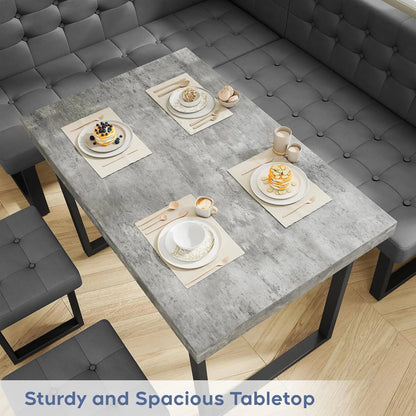 Modern Corner Dining Table Set, 72 Inch Breakfast Nook with Banquette, 5 Piece Set , Grey, Customized