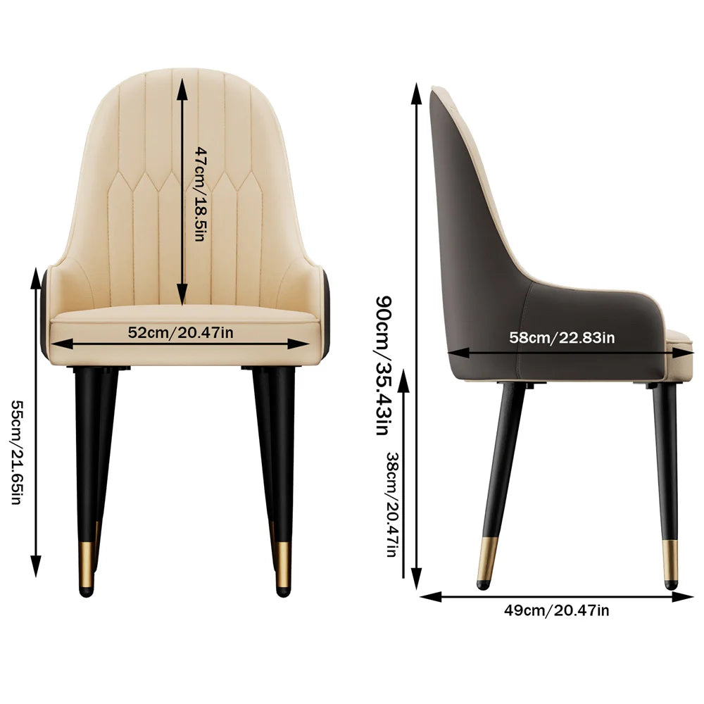 Leather Dining Chairs with Arms Modern Kitchen Dining Room Chairs with Metal Legs for Hotels,Restaurants,Apartments