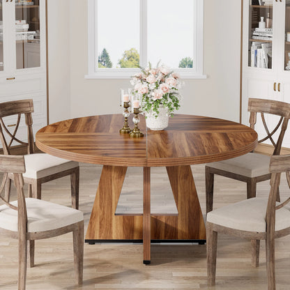 Round Dining Table for 4, 47 Inch Farmhouse Kitchen Table Small Dinner Table Kitchen Dinning Table for Dining Room