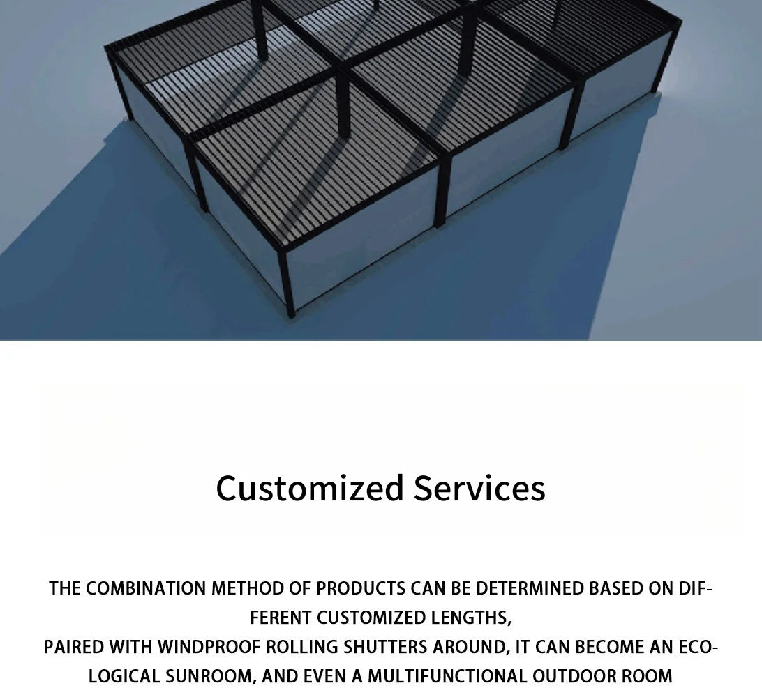 Modern Outdoor Waterproof Aluminum Louvered Sunroof Pergola Sun Shade Frame Electric Pergola Louvered Roof Aluminium Canopy