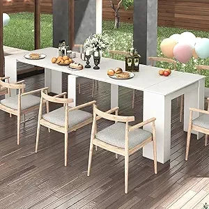 118" Dining Table with Storage for 6-10 People, Expandable Dining Table for  Multifunctional Extendable