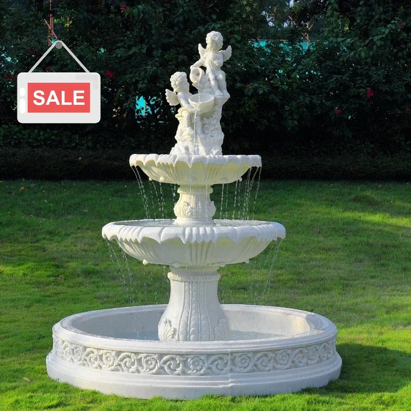 Outdoor garden, fish pond, water feature, courtyard floor-to-ceiling decoration Large European-style flowing water fountain,