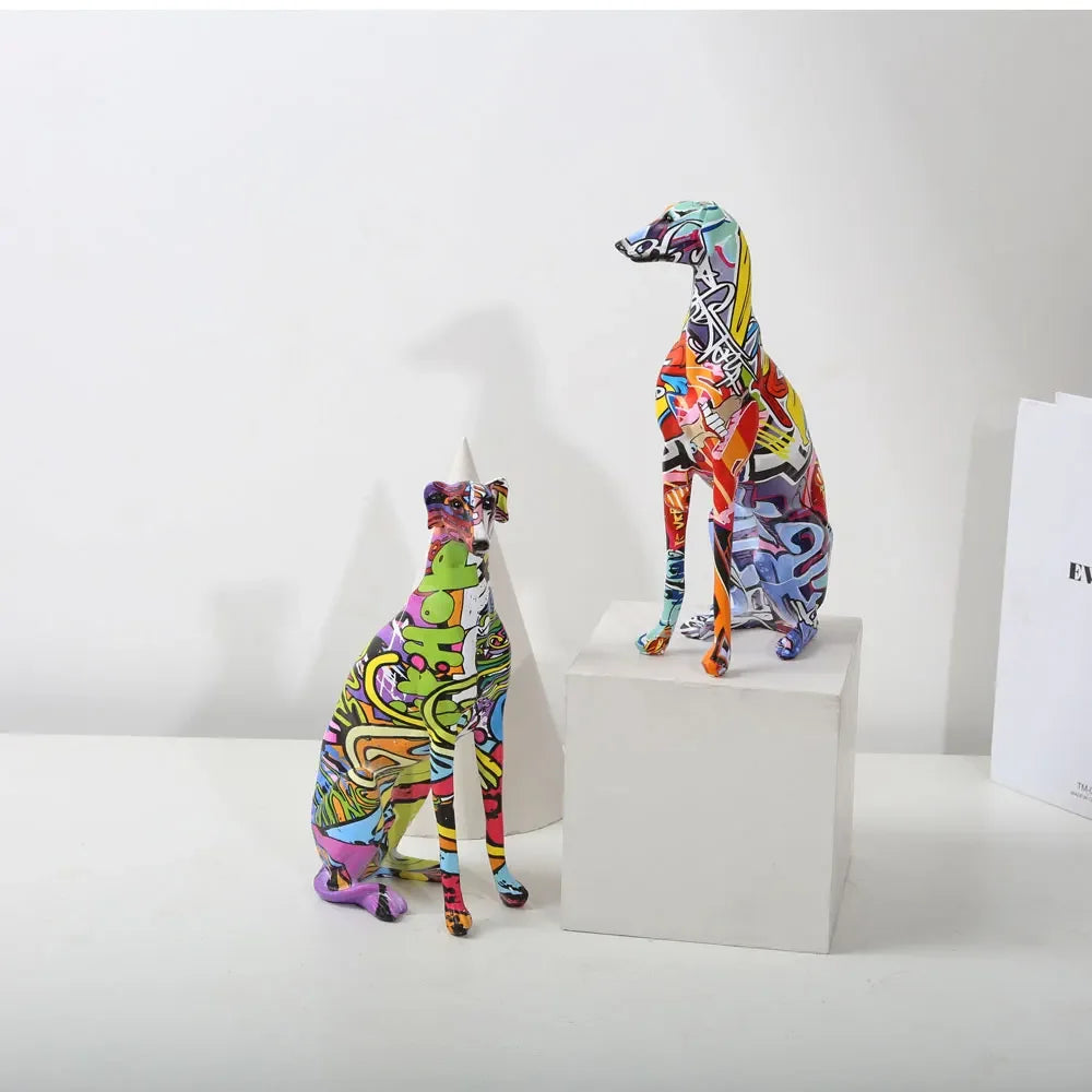 Modern Creative Painted Colorful Greyhound Doberman Decoration