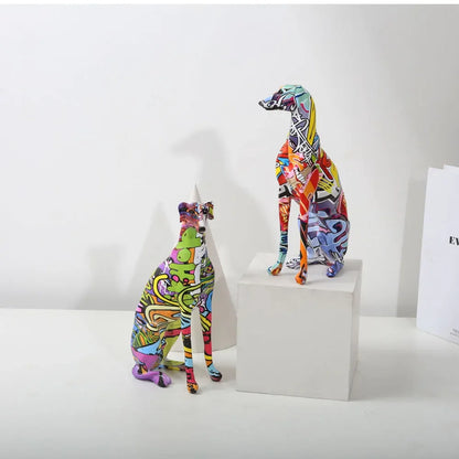 Modern Creative Painted Colorful Greyhound Doberman Decoration