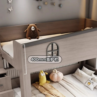 Bunk bed kids with Drawer storage loft double bed Climbing stairs full frames Queen Wooden literas de 2 camas bedroom furniture