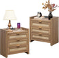 Set of 2 Rattan Night Stands with Type-C Charging Station
