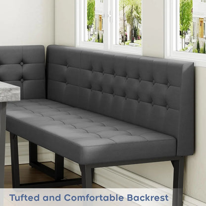 Modern Corner Dining Table Set, 72 Inch Breakfast Nook with Banquette, 5 Piece Set , Grey, Customized