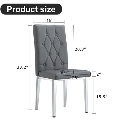 Grey Armless Dining Chair -4-piece Set, Modern Small House Restaurant Furniture Set