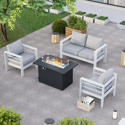 Patio Furniture Set, 6 Piece Metal Outdoor Furniture Set with Waterproof Covers for Backyard Garden