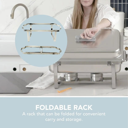 4 Pack 9.5QT Chafing Dish Full Set – Stainless Steel Catering Chafer with Lids, Pans & Fuel Holders – Buffet Food Warmers