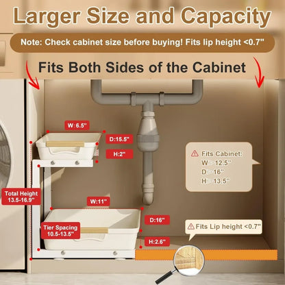 4 Pack Under Sink Pull Out Organizer,2 Tier, Adjustable Under Kitchen Sink  and bath kitchenOrganizer And Storage