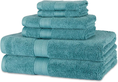 6 Piece Oversized 100% Cotton Bathroom Towel Set Fade Resistant Soft Absorbent 2 Bath 2 Hand 2 Washcloths Black