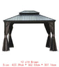 14x24 Hardtop Gazebo, Upgraded Metal Canopy with Drainage, Dual-Layer Galvanized Steel Roof, Includes Curtains & Netting,