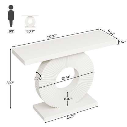 Modern Console Table with Geometric Base, 40 inch Wood Entryway Table Sofa Table Narrow Long Table