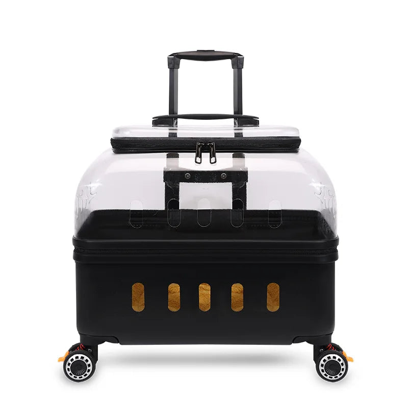 Dog Cat Transparent Bubble Carrier Airline Approved Hard Shell Portable Rolling Luggage Travel Case Dog Stroller Dog Car