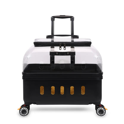 Dog Cat Transparent Bubble Carrier Airline Approved Hard Shell Portable Rolling Luggage Travel Case Dog Stroller Dog Car