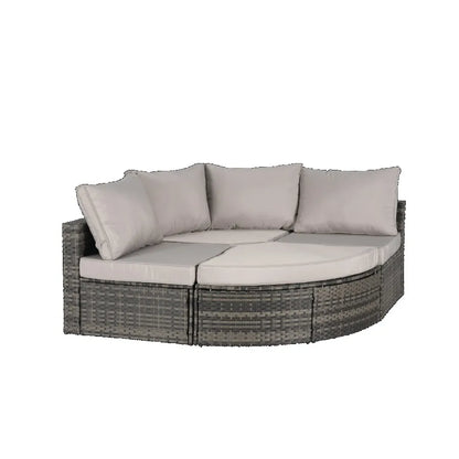 8 Piece Outdoor Patio Sofa Set Sectional L Shaped Patio Furniture Wicker Patio Conversation Set with Curved Sofa man Glass Top