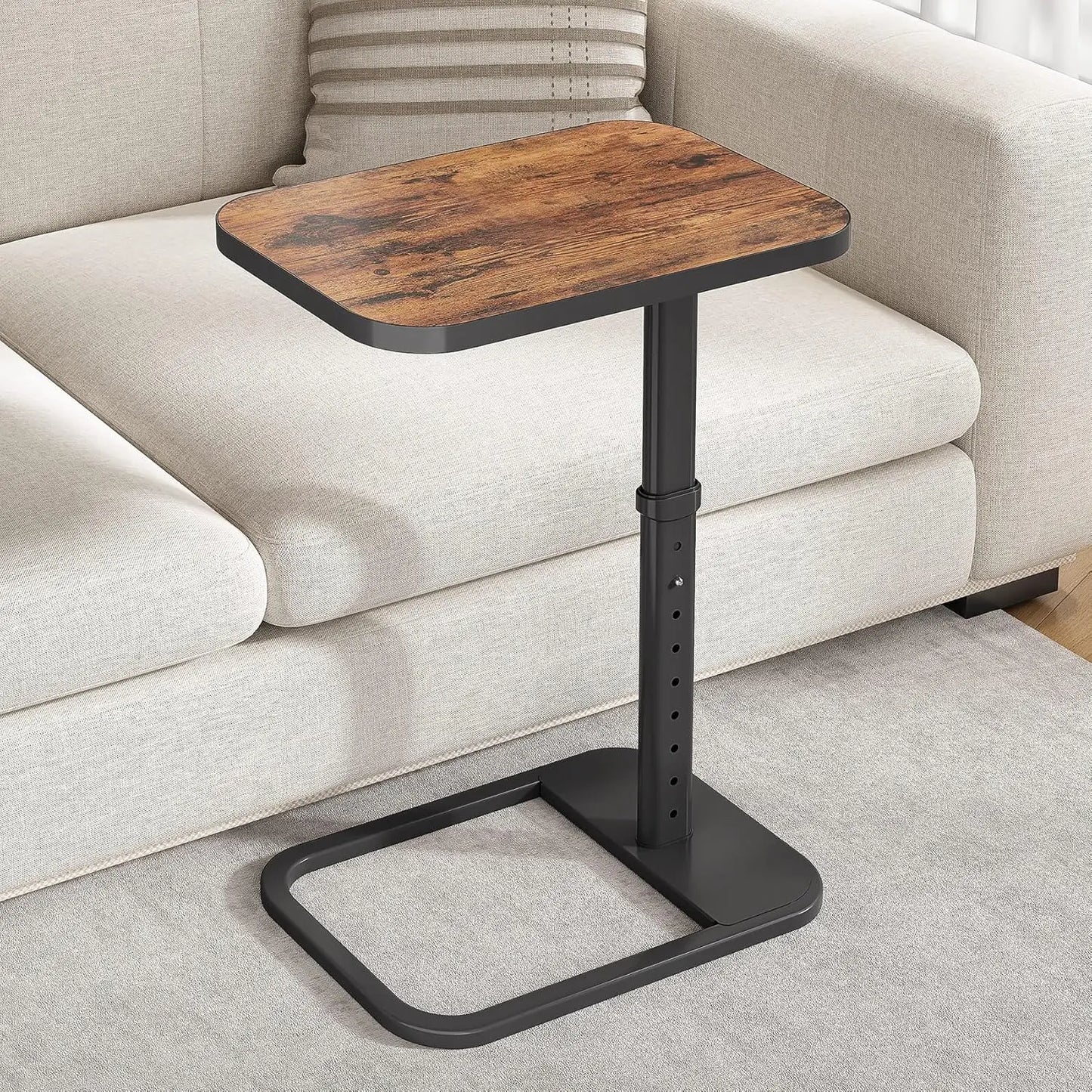 TV Tray Table, Adjustable Height & Flip-Top & Rounded Metal Corners, Snack Table for Couch, Sofa, Bed, Chair, Living Room