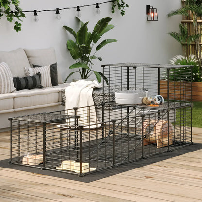 Guinea Pig Cage with Waterproof Mat, 24 Panels Small Animal Playpen, Rabbit Cage, Bunny Cage, Chicken Cage, Pet Playpen, Indoor Outdoor Yard Fence, 57 x 31.5 x 23.6 Inches, Black Hamster House #SummerVibes