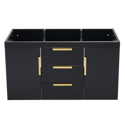 36'' Wall Mounted Bathroom Vanity without Sink, Floating Bathroom Storage Cabinet with 2 Drawers, Solid Wood Bathroom Cabinet