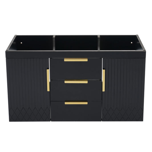 36'' Wall Mounted Bathroom Vanity without Sink, Floating Bathroom Storage Cabinet with 2 Drawers, Solid Wood Bathroom Cabinet