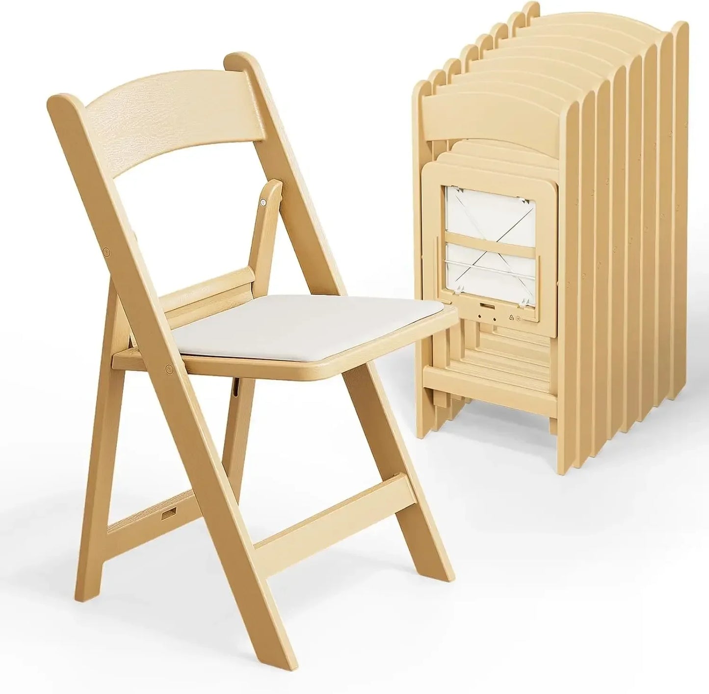 .Resin Folding Chairs with Cushion, Foldable Plastic Chair with Comfortable Padded Seats, Perfect for Event Party Indoor Out