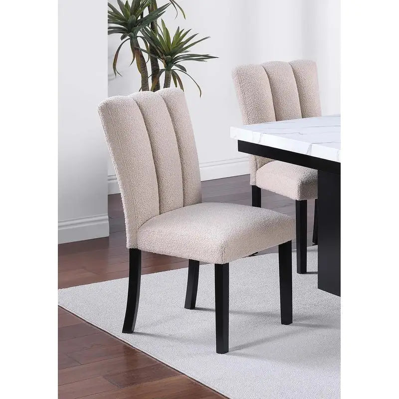 Classic Two-Tone White Faux Marble Top Dining Table with 6 Side Chairs, 7-Piece Set for Dining Room Decor