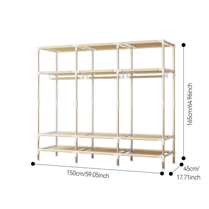 Portable Wardrobe Closet with Steel Frame Non-Woven Fabric Dust Cover - Includes Storage Compartment And Drawers for Bedroom