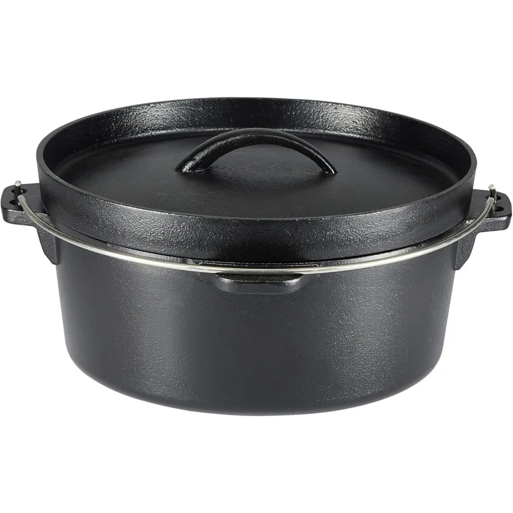 cast iron Pre-Seasoned Cast Iron 5 Pieces Kitchen Pots and Pans Cookware Set, Black, 14.17 x 12.2 x 10.63 in