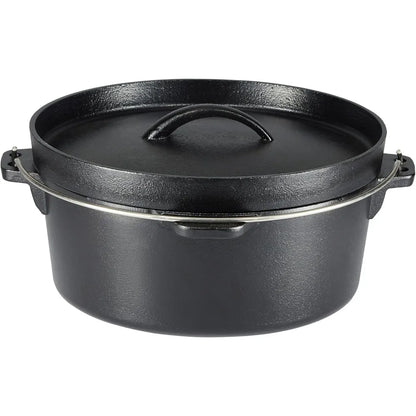 cast iron Pre-Seasoned Cast Iron 5 Pieces Kitchen Pots and Pans Cookware Set, Black, 14.17 x 12.2 x 10.63 in