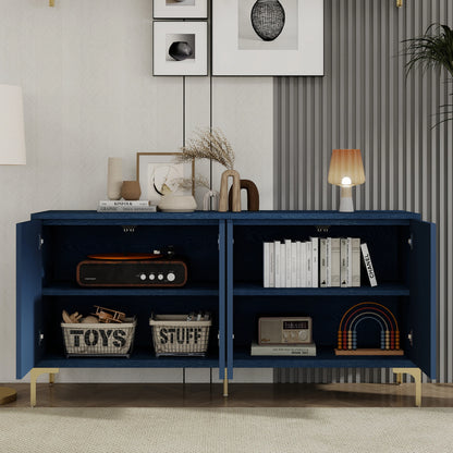 Modern 4-door Sideboard with Creative carved and shaped surface and Adjustable Shelves, Suitable for Study, Living Room