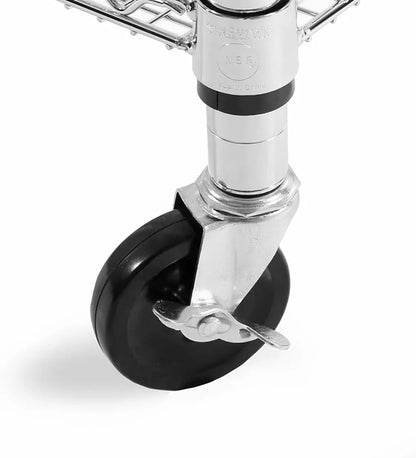 Heavy Duty Metal Rolling Utility Cart with Adjustable Shelves, Locking Wheels for Kitchen, Garage, Warehouse, Office