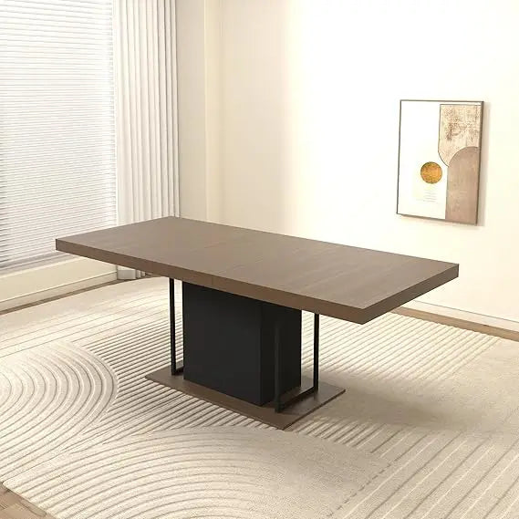 Extendable Dining Room Table for 6 8 10, 78.74" Modern Farmhouse Wooden Long Large Rectangular Expanding Conference Kitchen Tabl
