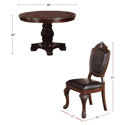 5pc Dining Set with 1 Classic Dining Table & 4x Side Chairs,Round Table, Chair