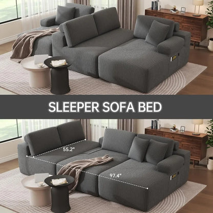 Modular Sectional Sofa, U-Shaped Cloud Couch with Memory Foam, Corduroy Sectionals for Living Room