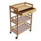 Mobile  Cart Trolley Rolling Wheelcart Storage Rack  Bamboo 65kg Bearing