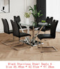 Elegant Glass Dining Table Set with Stainless Steel Base & 6 White Chairs - Modern Transparent Design for Dining Room