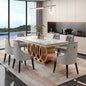 Classic Italian White Dining Sets Big Rectangular 8 Seater Leather Chairs Luxury Marble Dining Table Dining Room Furniture
