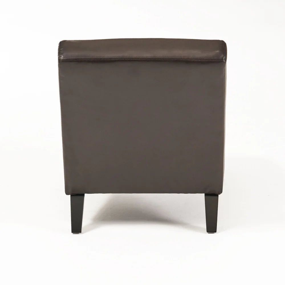 Indoor Upholstered Bonded Leather Chaise Lounge Modern Curved Design Comfortable Splayed Legs Living Room Furniture Assembly