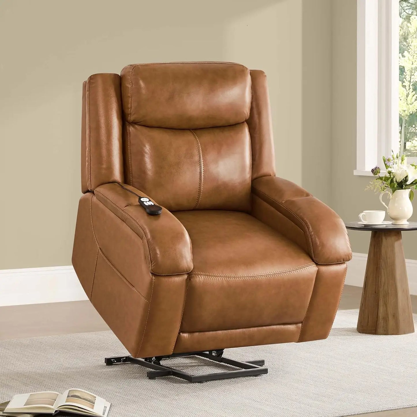 Genuine Leather Power Lift Recliner Chair for Elderly with Heat and Massage, Electric Lay Flat Lift Chairs with, Customized