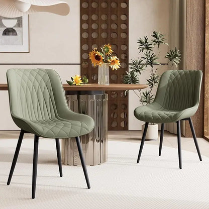 Black Dining Chairs Set of 2 with High Backs Mid Century Modern Kitchen & Dining Room Chairs PU Faux Leather Upholstered