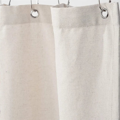 Cotton Linen Plain Shower Curtain with 12 Hooks Waterproof Floral Falbala Ruffle Edge Frill Scalloped Hem Decor Bathroom