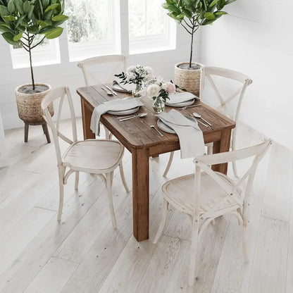 Rustic Solid Wood Dining Table with Square Legs Farmhouse Style Seats 4 Strong Pine Kitchen Table Indoor Furniture 46"x30