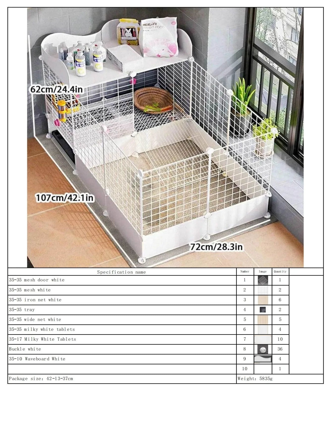 Rabbit Cage, Indoor Rabbit Cage for Home Use, Anti-Urination, Large Pet Enclosure, Double-Layer Small Pet New Type House