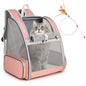Cat Backpack Carrier, Large Pet Carrier Backpack with Kitten Wand Feather Toy for Medium Small Dog Cat Puppy Kitty Bunny up to