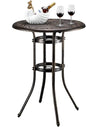 Cast Aluminum Bar Height Patio Table with Umbrella Hole - Tall Outdoor Bistro Table, 32" Dia x 41" H (Black)