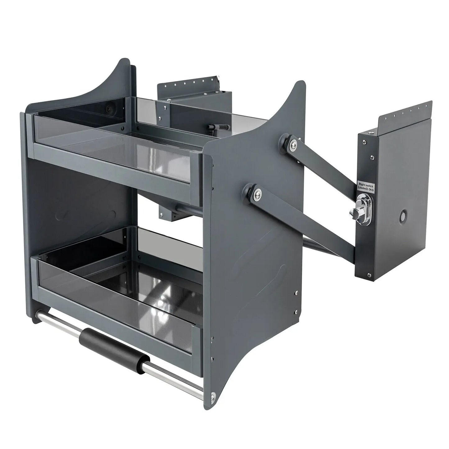 Pull-Down Cabinet Shelf 2-Tier Drop Down Lift Tempered Glass Kitchen Organizer Adjustable Load 26lbs for Upper Cabinets