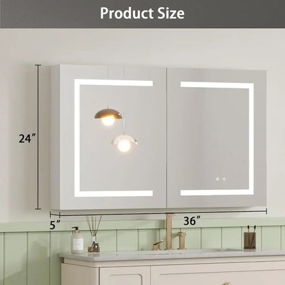 LED Medicine Cabinet with Mirror or Bathroom, Assembly-ree Lighted Medicine Cabinet, og, SteplDimming, 3 Col, 2 Outlets, 2USB, W