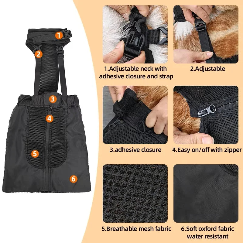 Pet Drag Bag Dragging Recovery Carrier Bag Wheelchair Adjustable Protective Back Leg Drag Bag For Pet Owners Injured Dogs