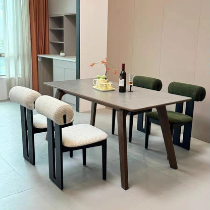 Nordic Solid Wood Dining Chairs, French Retro Style Dining Chairs, Comfortable Fabric Creative Hippo Dining Chairs